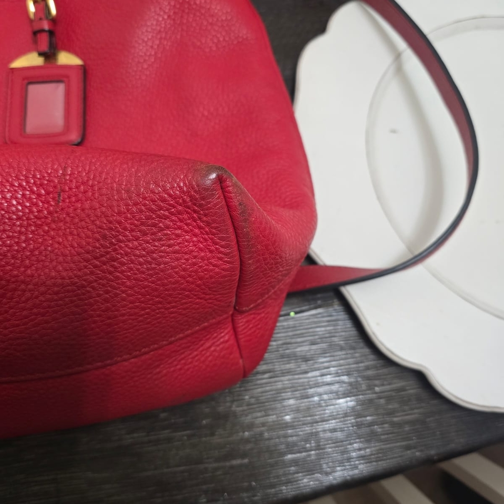 Prada Red Leather Satchel with Gold Details - Picture 6 of 11